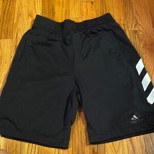 Adidas Men's Black Shorts with White Stripes